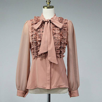 Dam Rockuppsättning Draperad Acetat med Spetsig Kjol-5