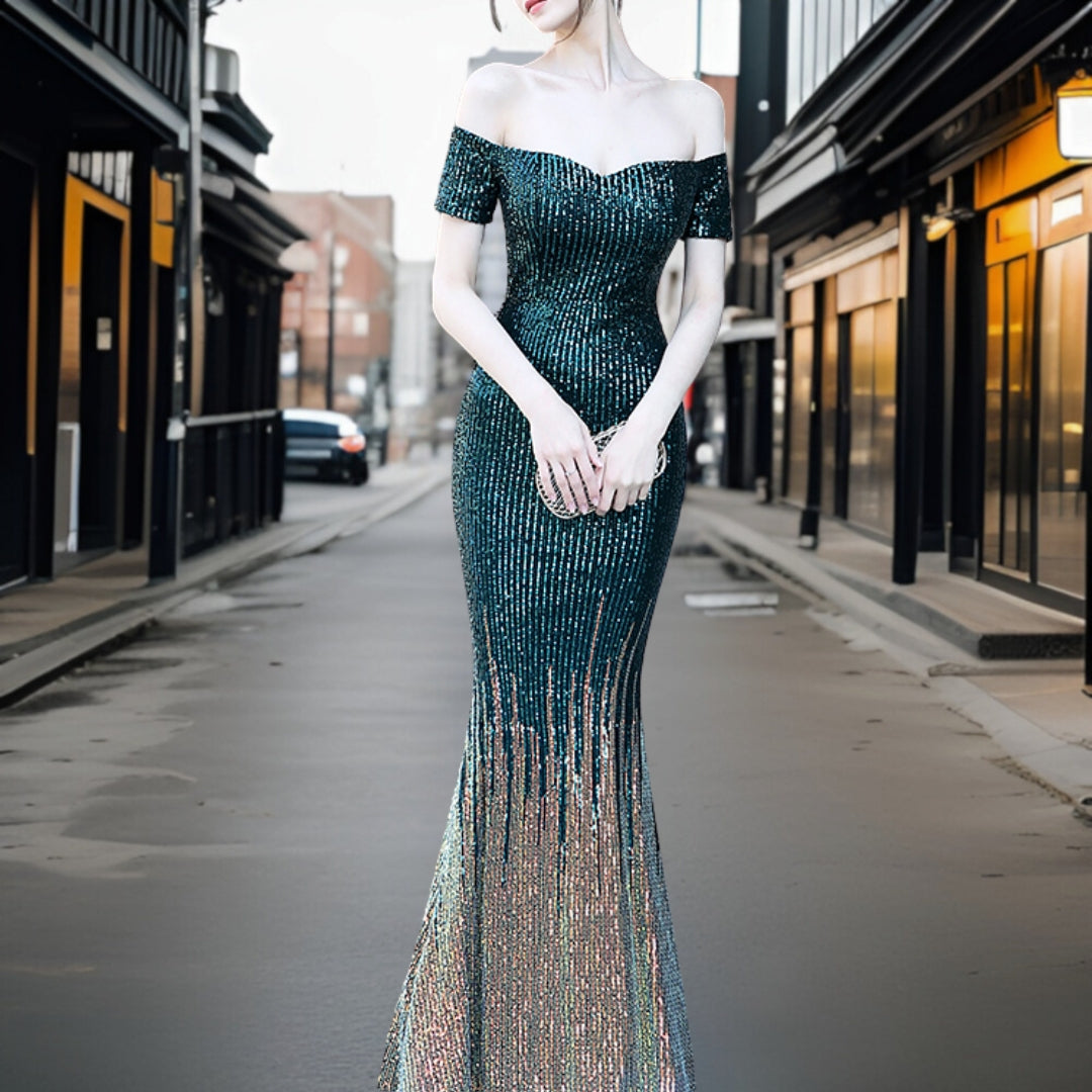 Kvinnors Aftonklänning Axelfri Förstklassigt Material Elegant Design-5