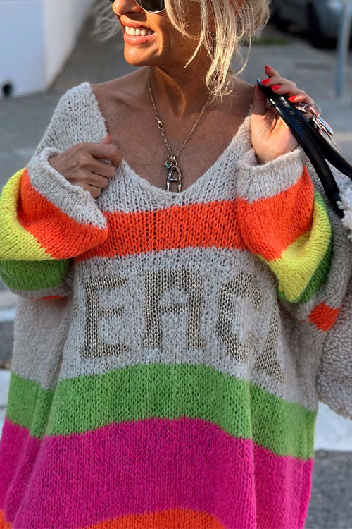 Dam Klänning Midi V-ringning Randig Bomull Polyester-5