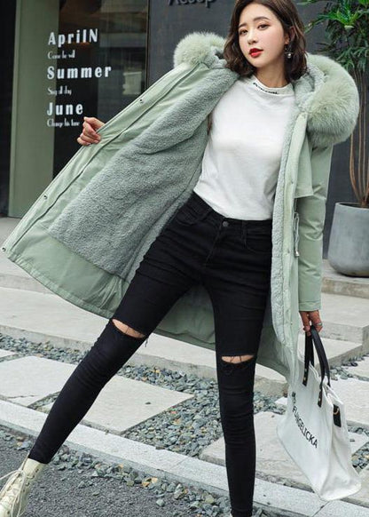 Dam Vinterparkas Medium Längd med Fleecefoder och Konstpäls-5