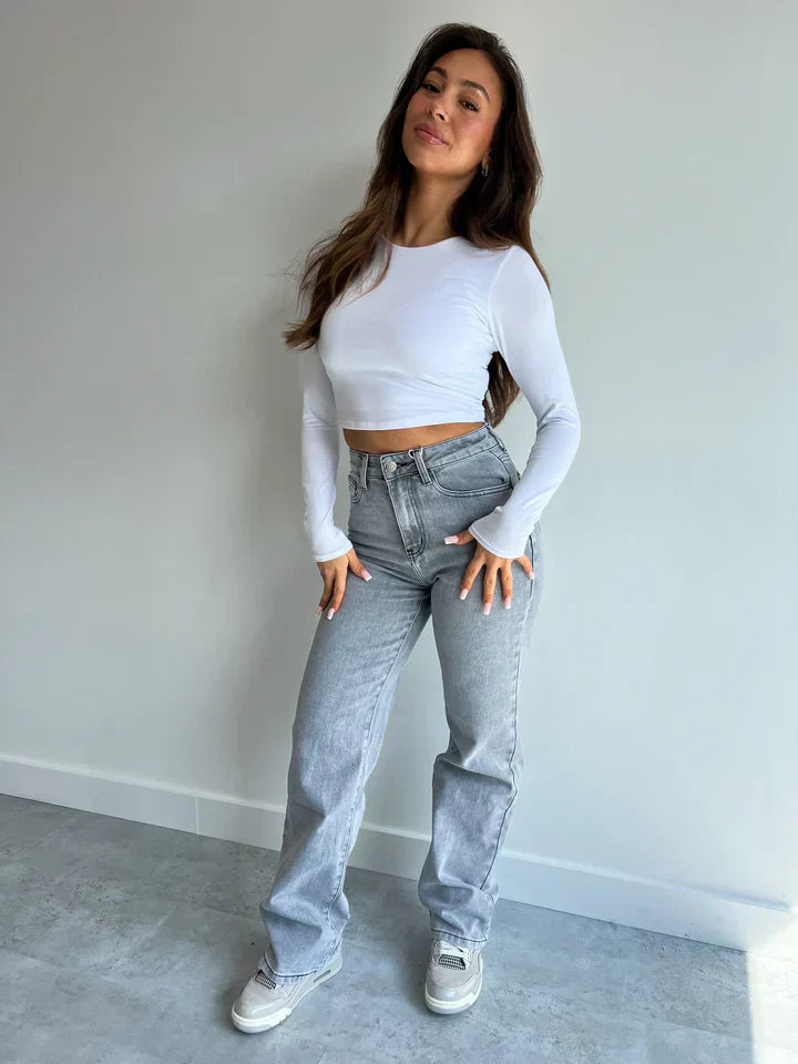 Variant image for Dam Jeans Hög Midja Rak Snitt Högkvalitativ Denim-1
