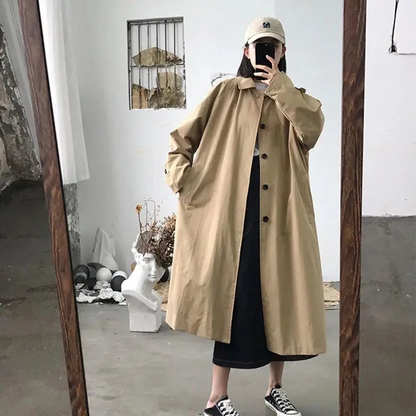 Damjacka Överdimensionerad Trenchcoat Högkvalitativ Polyester-3