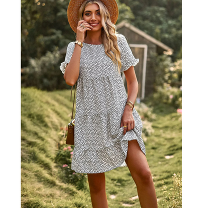 Variant image for Dam Sommarklänning Blommönster Loose Fit Lätt Tyg med Väskor-13