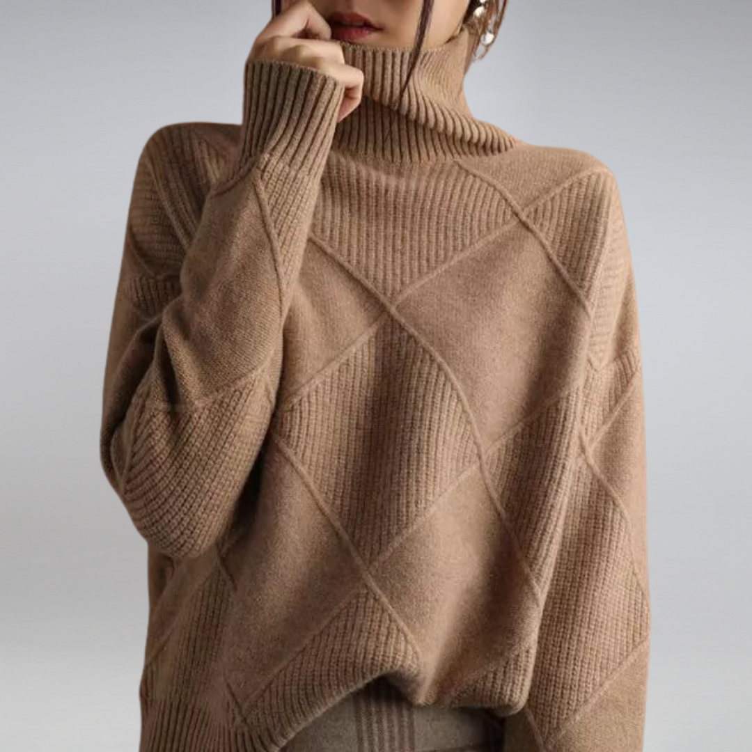 Stickad Dam Tröja Turtleneck Mjuk Bomull 9