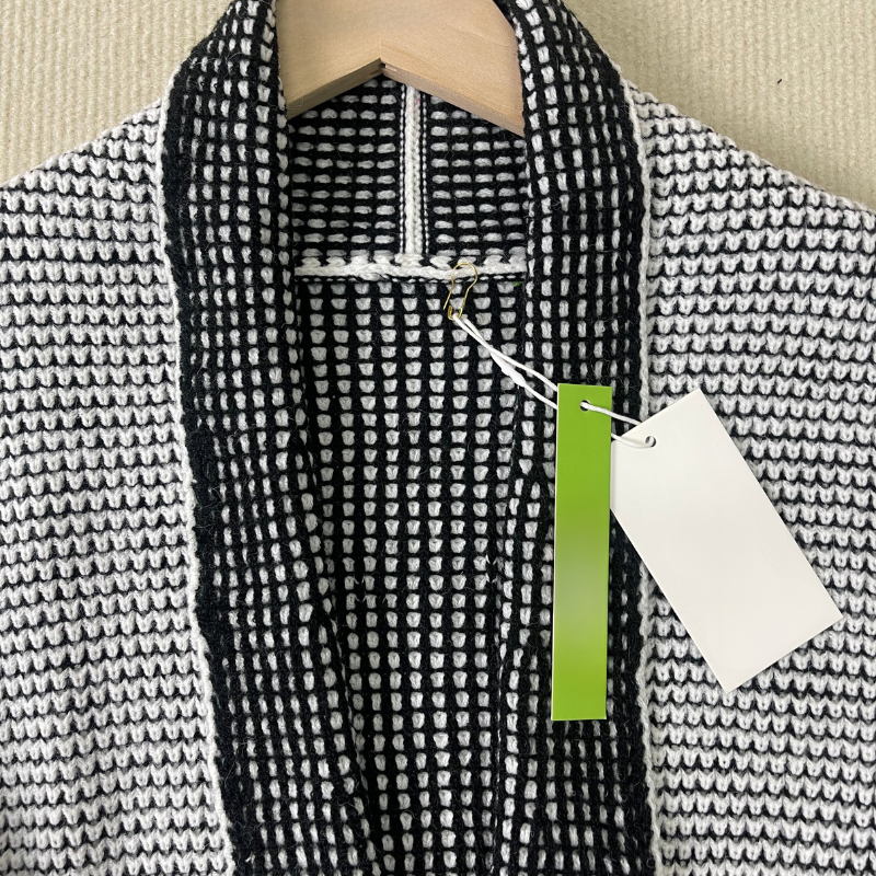 Lång Kofta Dam Stickad Akryl Cardigan med Långa Ärmar-3