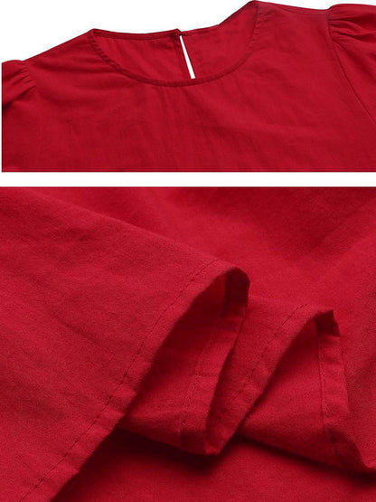 Maxiklänning Dam A-linjeformad Bomull Lång Sommar Klänning-6