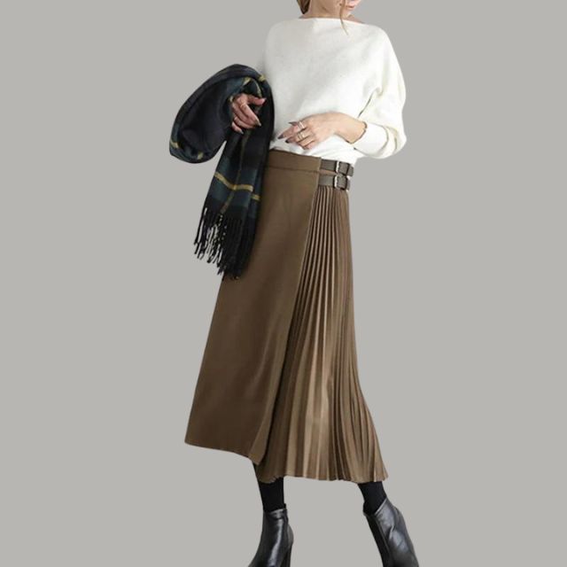 Variant image for Dam Midikjol A-linje Polyester med Vikta Detaljer-6