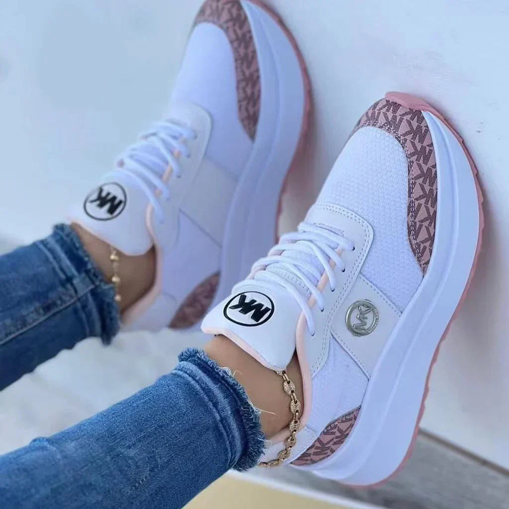 Dam Sneakers Plattform Andningsbart Syntetiskt Material-3
