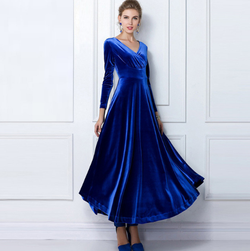 Kvinnors Klänning Elegant V-ringning Högkvalitativt Tyg-3