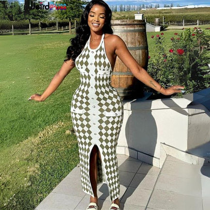 Dam Midiklänning Geometriskt Mönster Stretchmaterial-1