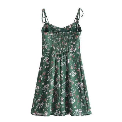 Damklänning A-linje Justerbara Remmar Polyester Blommönster-3