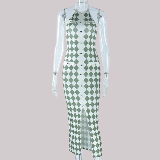 Dam Midiklänning Geometriskt Mönster Stretchmaterial-5