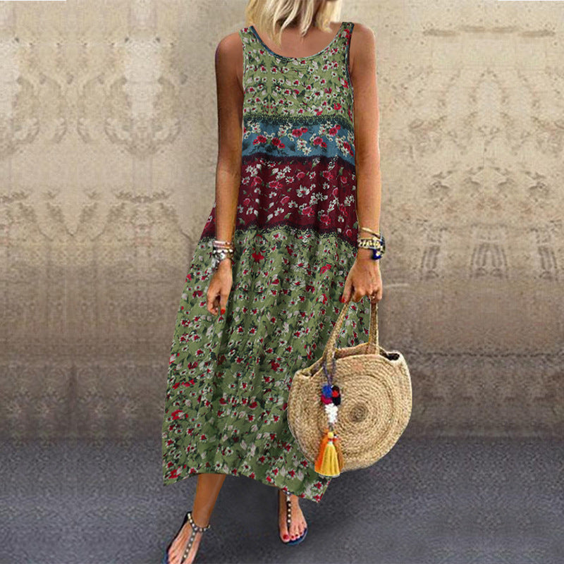 Fina Dam Klänningar Lång Ärmlös Bomull och Linne-3