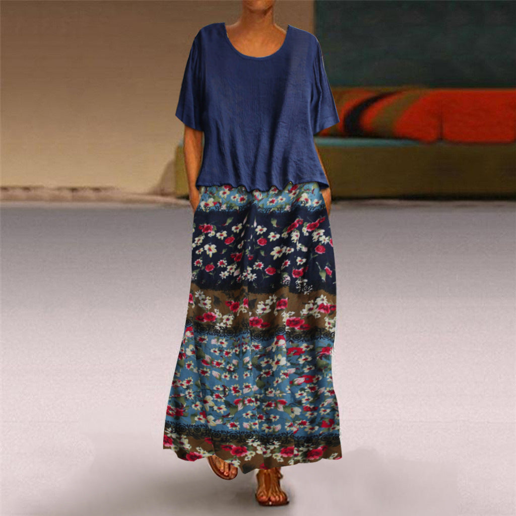 Kvinnors Midi Klänning Ärmlös Bomull och Linne-6