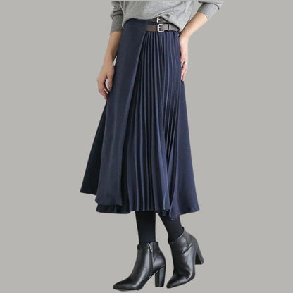 Dam Midikjol A-linje Polyester med Vikta Detaljer-2