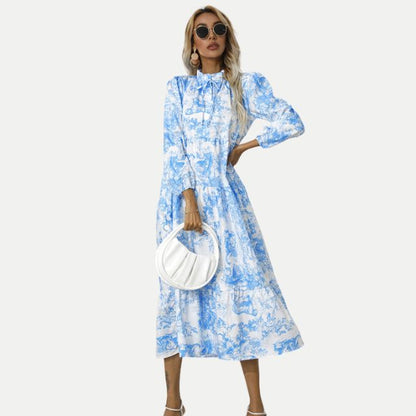 Variant image for Dam Midi-Klänning Hög Krage Toile-tryck 100% Polyester-11