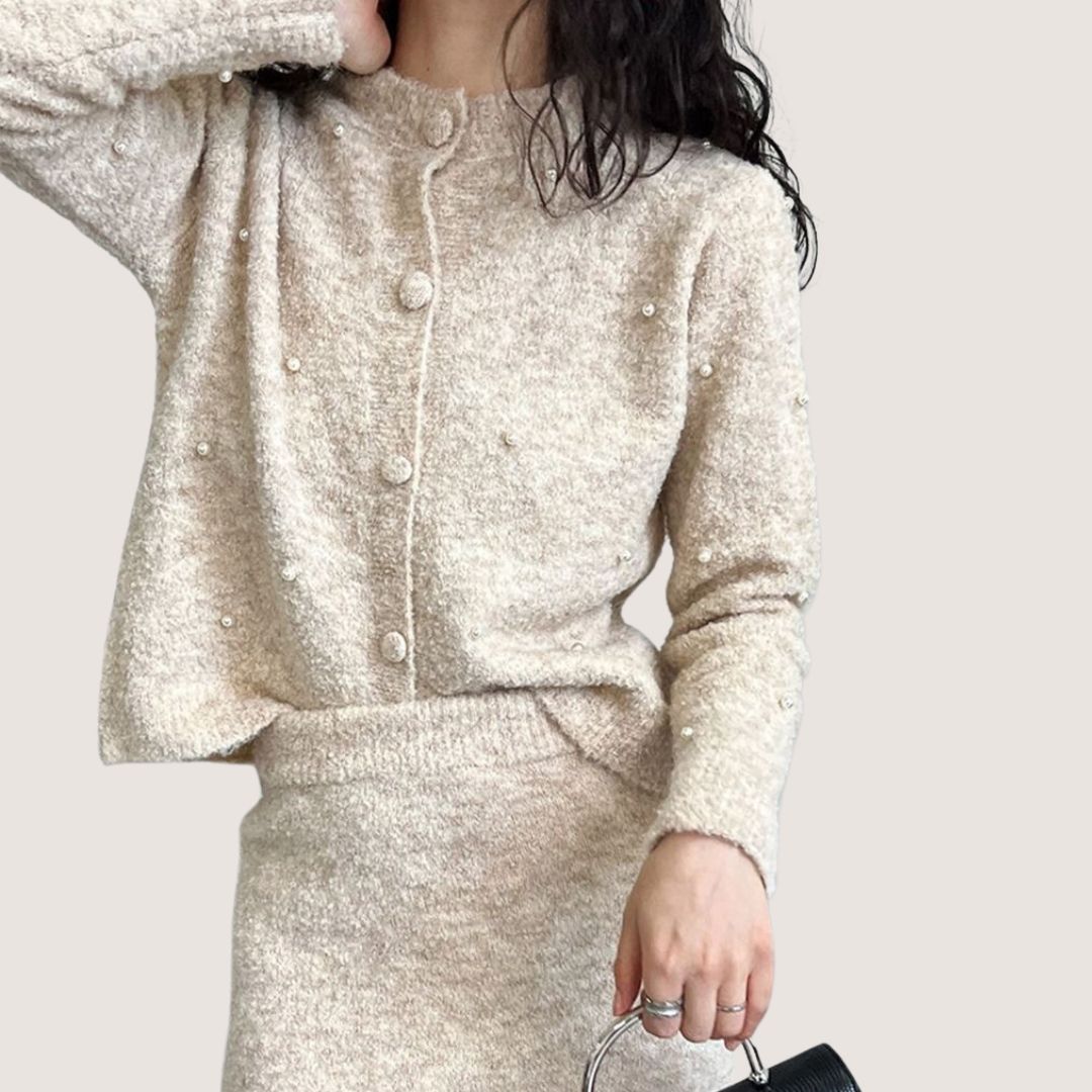 Dam Kofta Pärldetaljer Mjuk Akryl-2