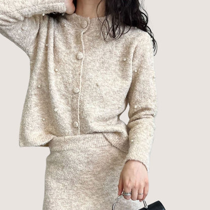 Dam Kofta Pärldetaljer Mjuk Akryl-2