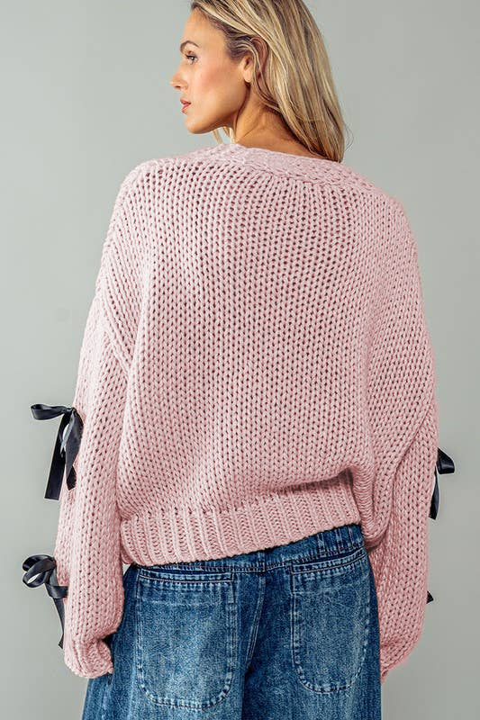 Dam Lång Kofta med Loopdetalj i Mjuk Akryl-4