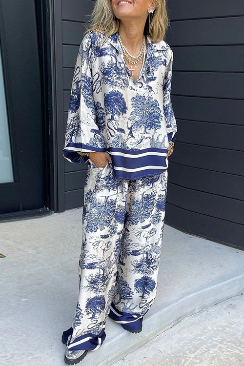 Variant image for Dam Skjorta V-ringning Långa Ärmar Tryckt Bomull Polyester-6