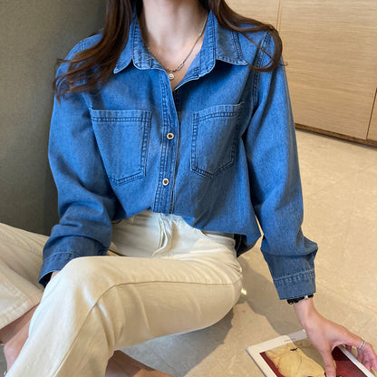 Damjacka Avslappnad Denim 70% Bomull-3