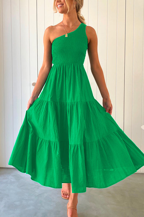Variant image for Dam Maxiklänning med Rynkade Detaljer och Ruffles i Bomull och Polyester-5
