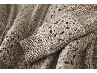 Stickad Dam Tröja Klassisk Stilh i 100% Kashmir-6