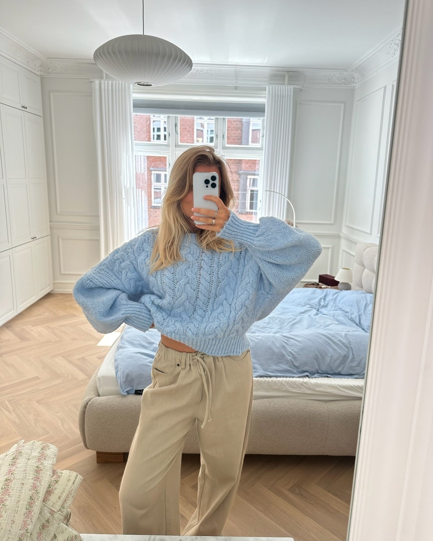 Dam Stickad Tröja Monokrom Tjock Polyester-3