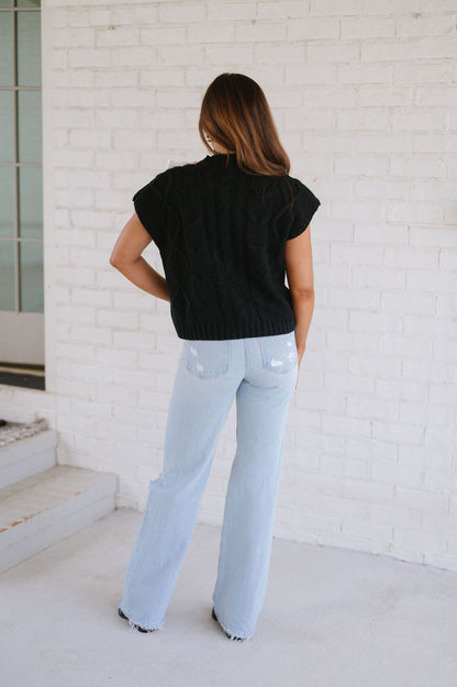 Dam Tröja Stickad Polyester med Dekorativa Stickband-3