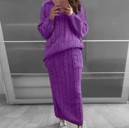 Variant image for Kvinnors Stickad Tröja och Kjol Sättning Akryl Elegant Komfortabel Passform-67