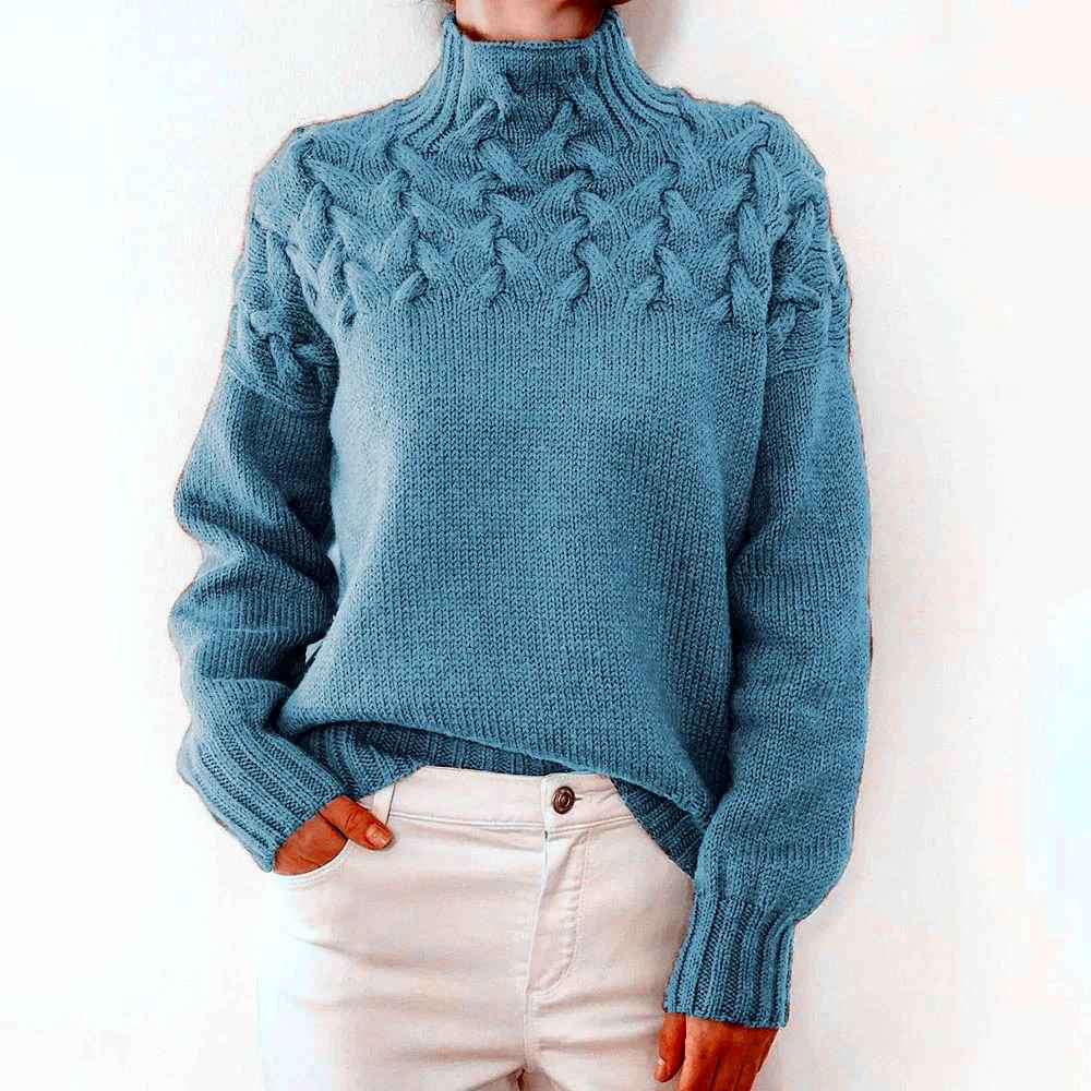 Dam Turtleneck Tröja Löst Snitt 3D-Struktur Akryl 5