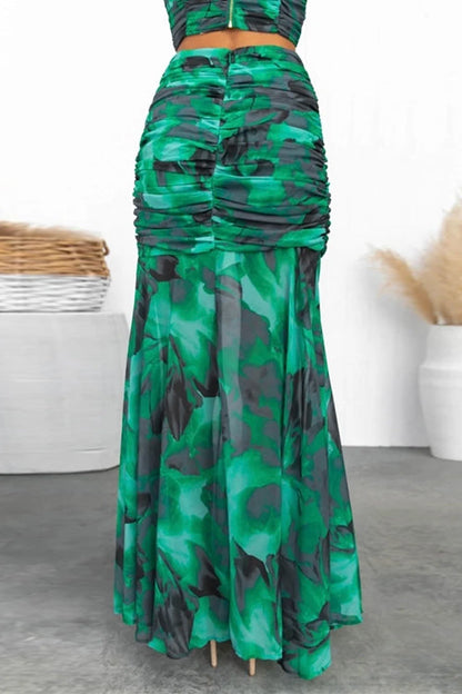 Dam Cami Topp och Maxi Kjol med Hög Slits i Bomull och Polyester-5