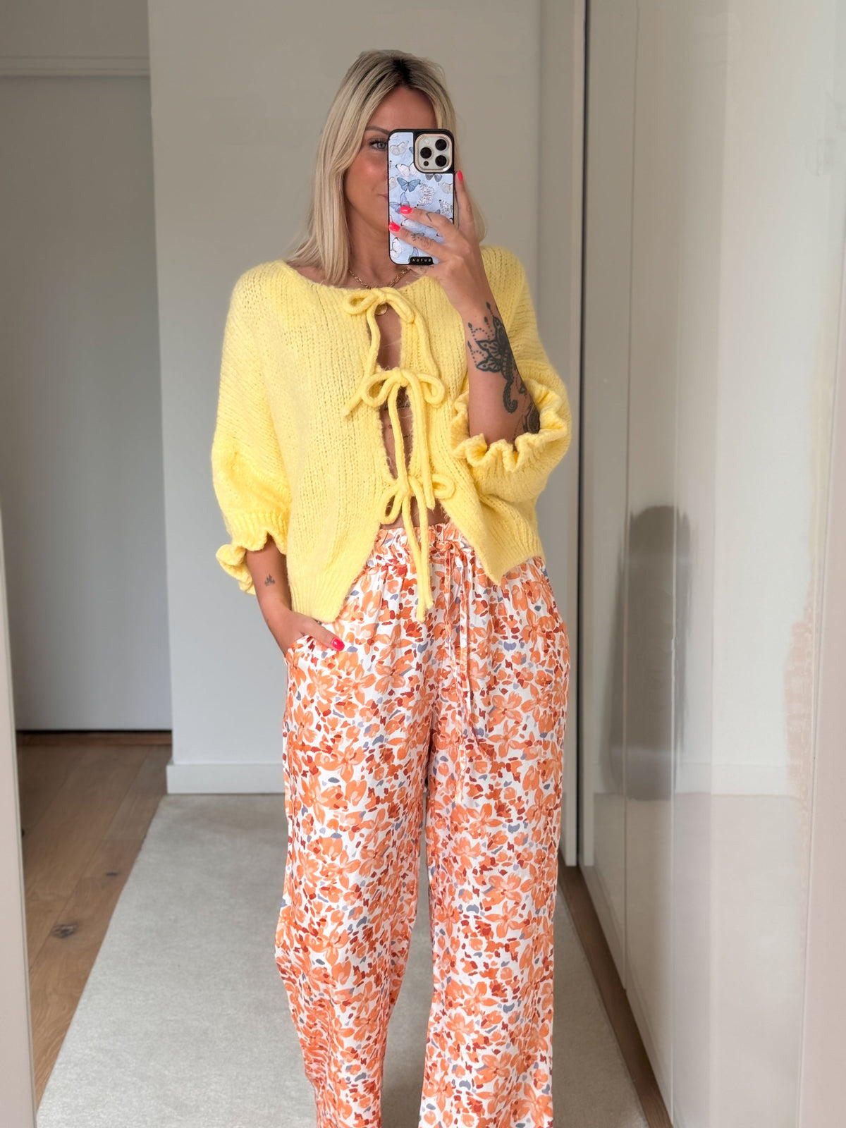 Kvinnors Cardigan Med Bindande Band Polyester-4