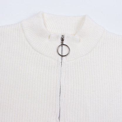 Dam Stickad Tröja Halvsäckare Mjuk Ull-5