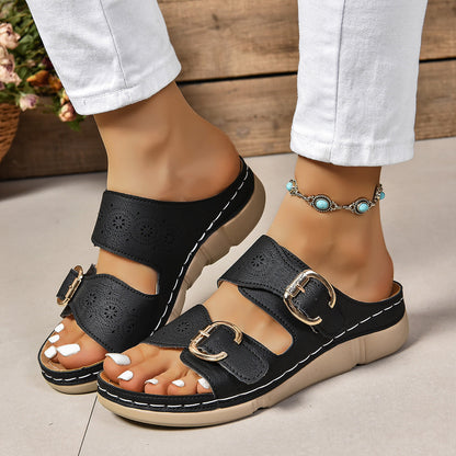 Dam Sandaler Ortopedisk Design Bekväm med Justerbar Spänne och Chockdämpande Sula-1