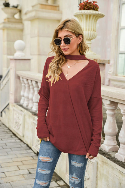 Dam Tröja Djup V-ringning Korta Ärmar Polyester-5