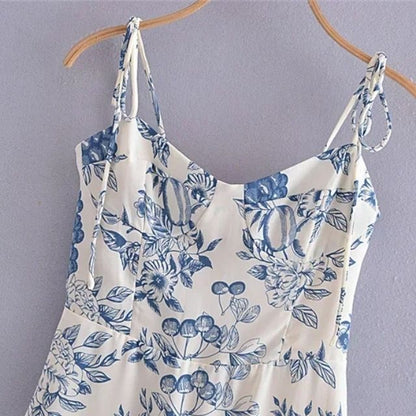 Damklänning A-linje Justerbara Remmar Polyester Blommönster-5