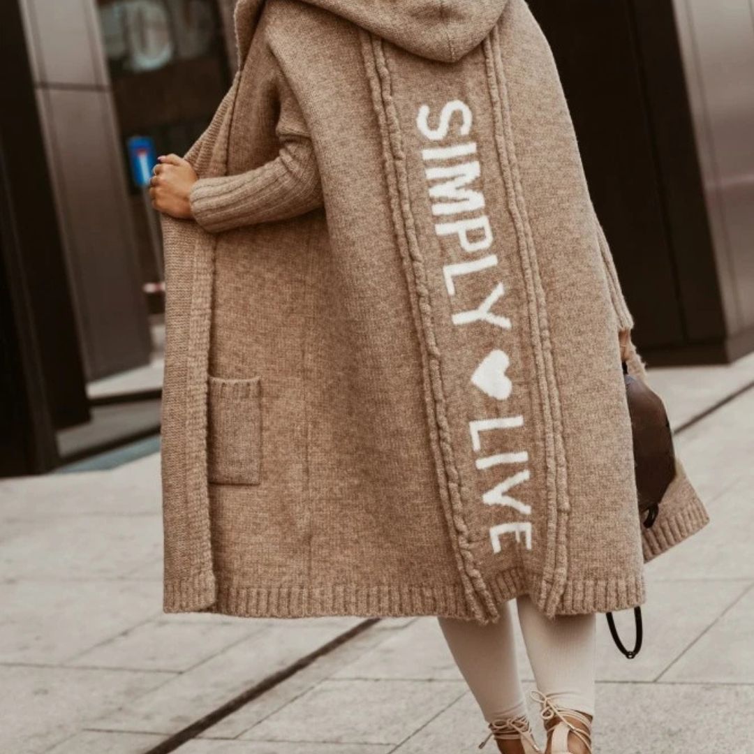 Dam Lång Kofta Avslappnad Stil Mjuk Material-3