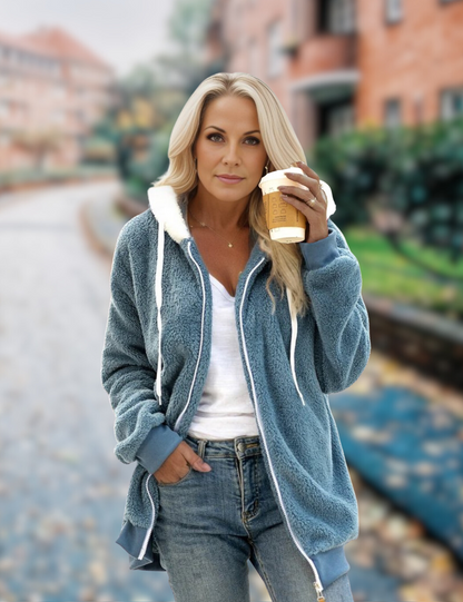 Variant image for Dam Fleecejacka Med Huva Mjuk Fleece Material Komfortabel Design-48