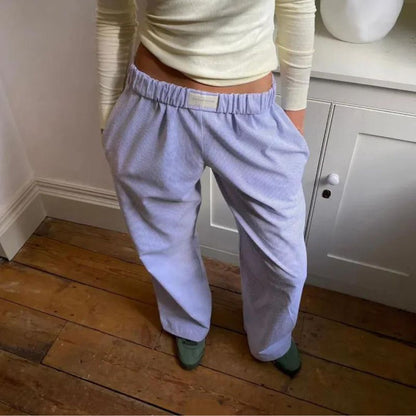 Variant image for Snygga Byxor Dam Brett Ben med Spetsbroderi i Lätt Tyg-16