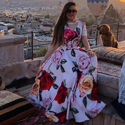 Kvinnors Kortärmad Klänning 3D-tryck Polyester Chiffon-2