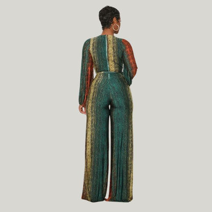 Dam Jumpsuit Veckad Design Brett Ben Polyester med Bälte-4