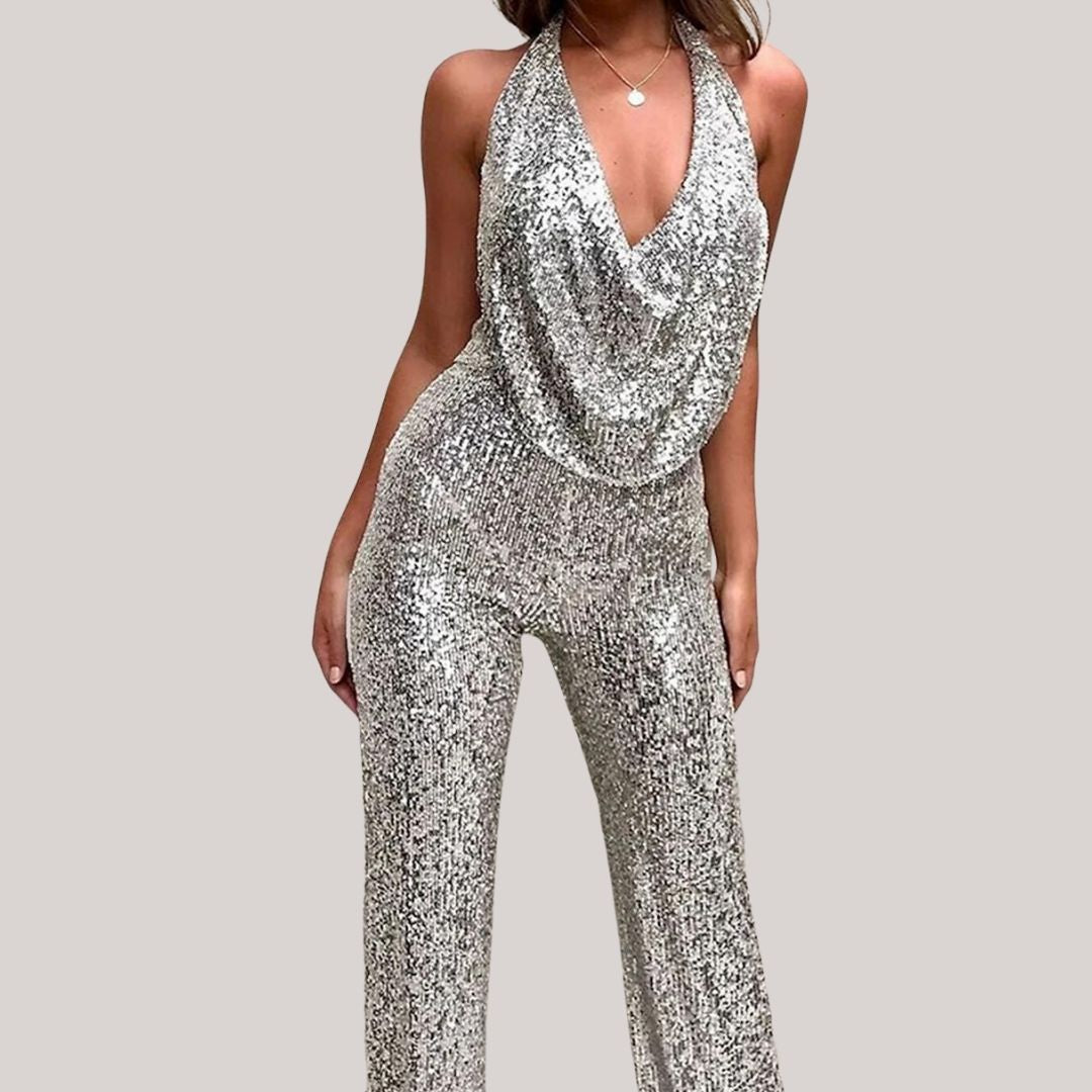 Variant image for Kvinnors Jumpsuit V-ringning Glittrande Tygmix Elegant-21