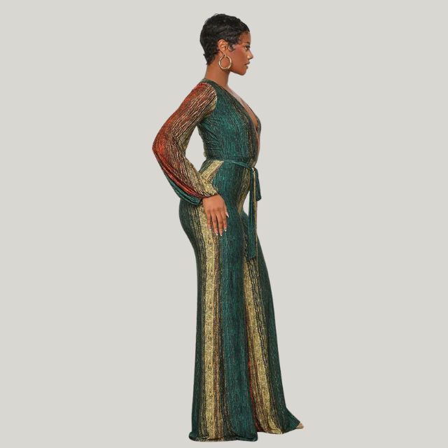 Dam Jumpsuit Veckad Design Brett Ben Polyester med Bälte-3