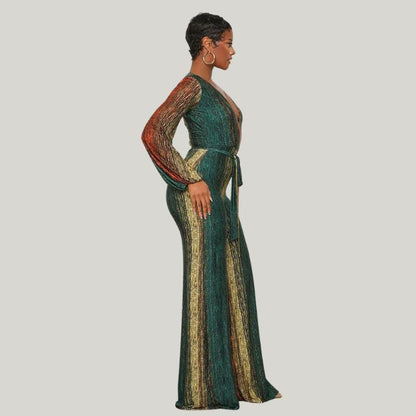 Dam Jumpsuit Veckad Design Brett Ben Polyester med Bälte-3