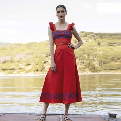 Variant image for Dam Midikjol A-linje med Grafiskt Mönster 100% Polyester-6