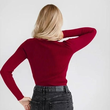 Dam Stickad Turtleneck Tröja Mjuk Polyester Elastan-2