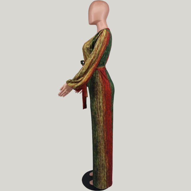 Dam Jumpsuit Veckad Design Brett Ben Polyester med Bälte-6