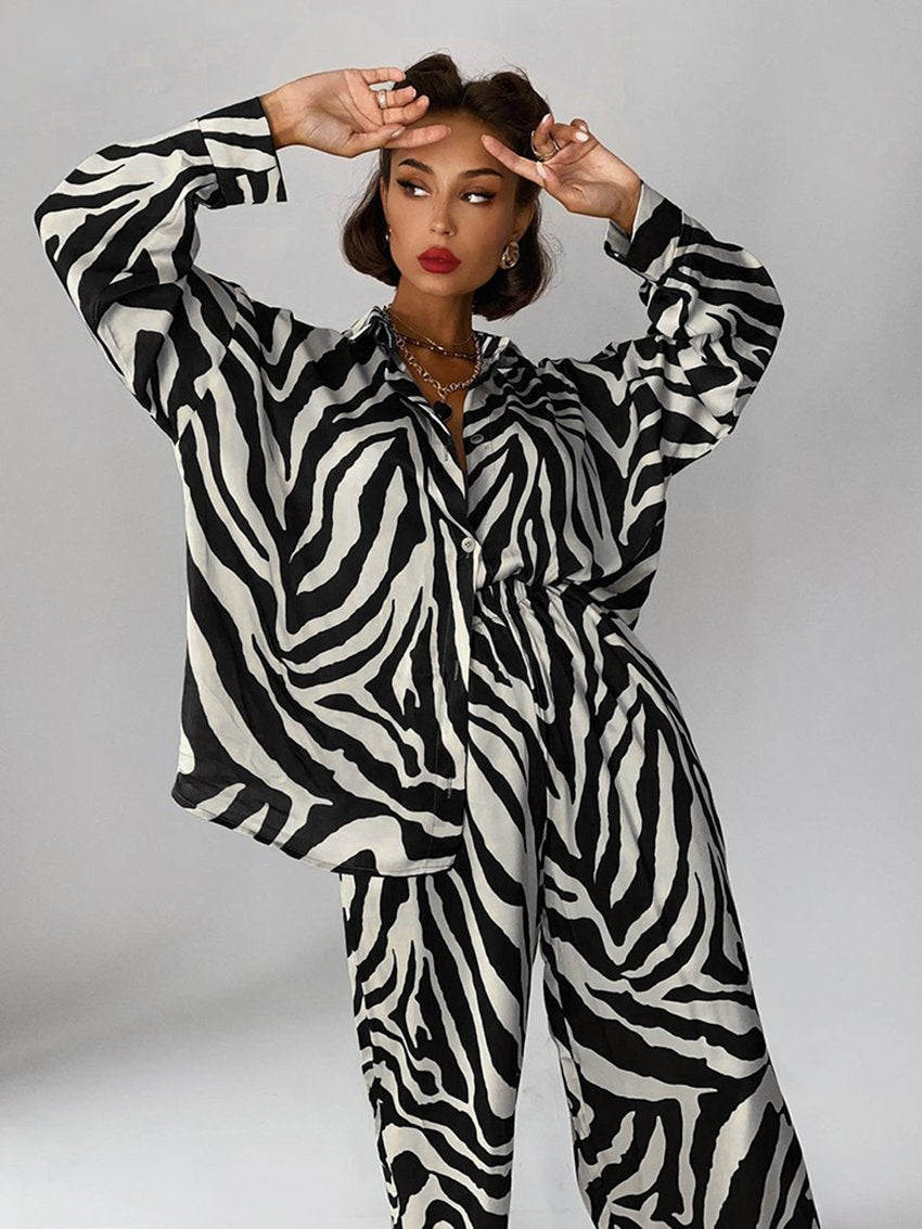 Dam Lounge Set Zebramönster Mjuk Polyester-3