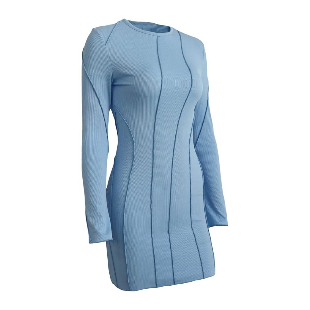 Kvinna Miniklänning Långärmad Snäv Design Högkvalitativt Tyg-4